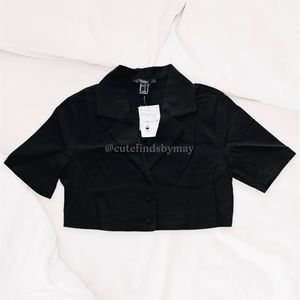 Cropped Woven Shirt and Mini Skirt Set